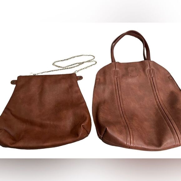 Antik Kraft Large Brown Vegan 2 in 1 Tote with Crossbody Pouch - Picture 12 of 12